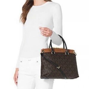 Michael Kors Aubrey Large Satchel Brown/Luggage women’s bag shoulder‎ purse